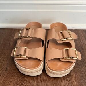 ShuShop Xyla Tan Double-Buckle Slide size 8